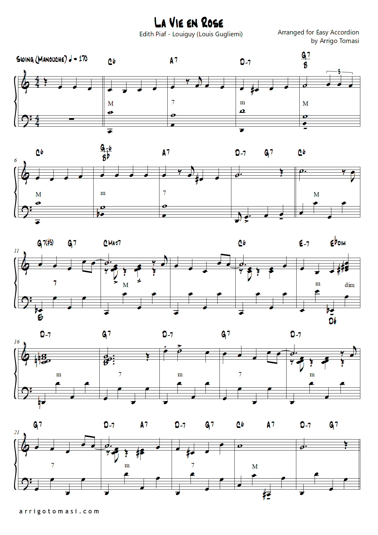 la vie en rose sheet music louis armstrong