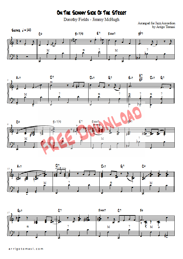 Music Score Collection On The Sunny Side Of The Street Sheet Music Free